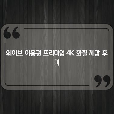 웨이브 이용권 프리미엄 4K 화질 체감 후기 1 웨이브 이용권 프리미엄 4K 화질 체감 후기